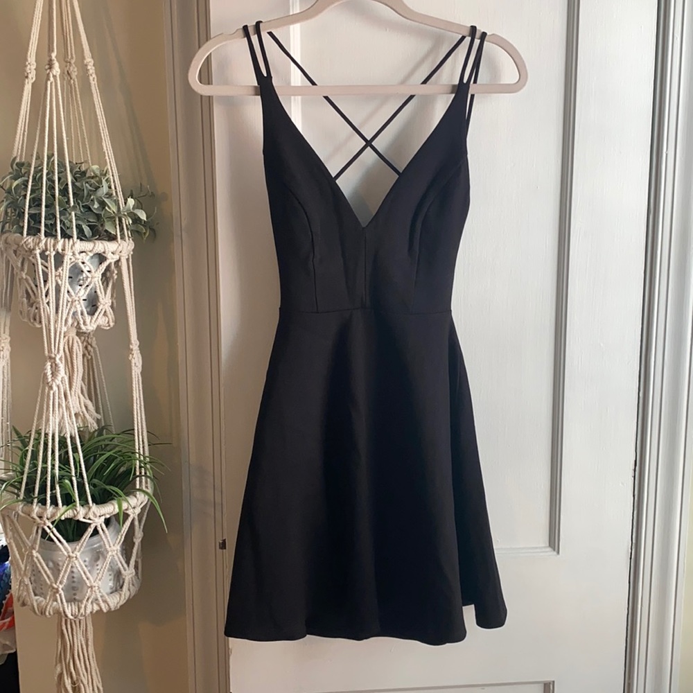 lulus Black Strappy Back Mini Dress